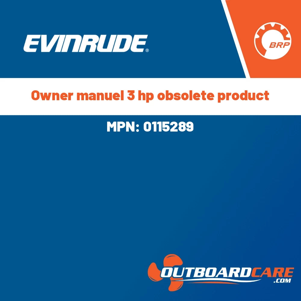 Evinrude - Owner manuel 3 hp obsolete product - 0115289