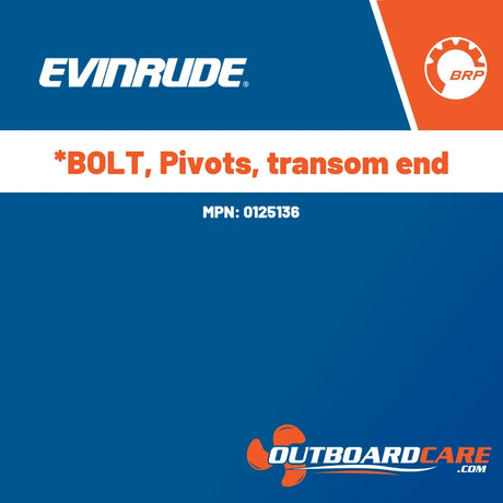 0125136 *bolt, pivots, transom end Evinrude