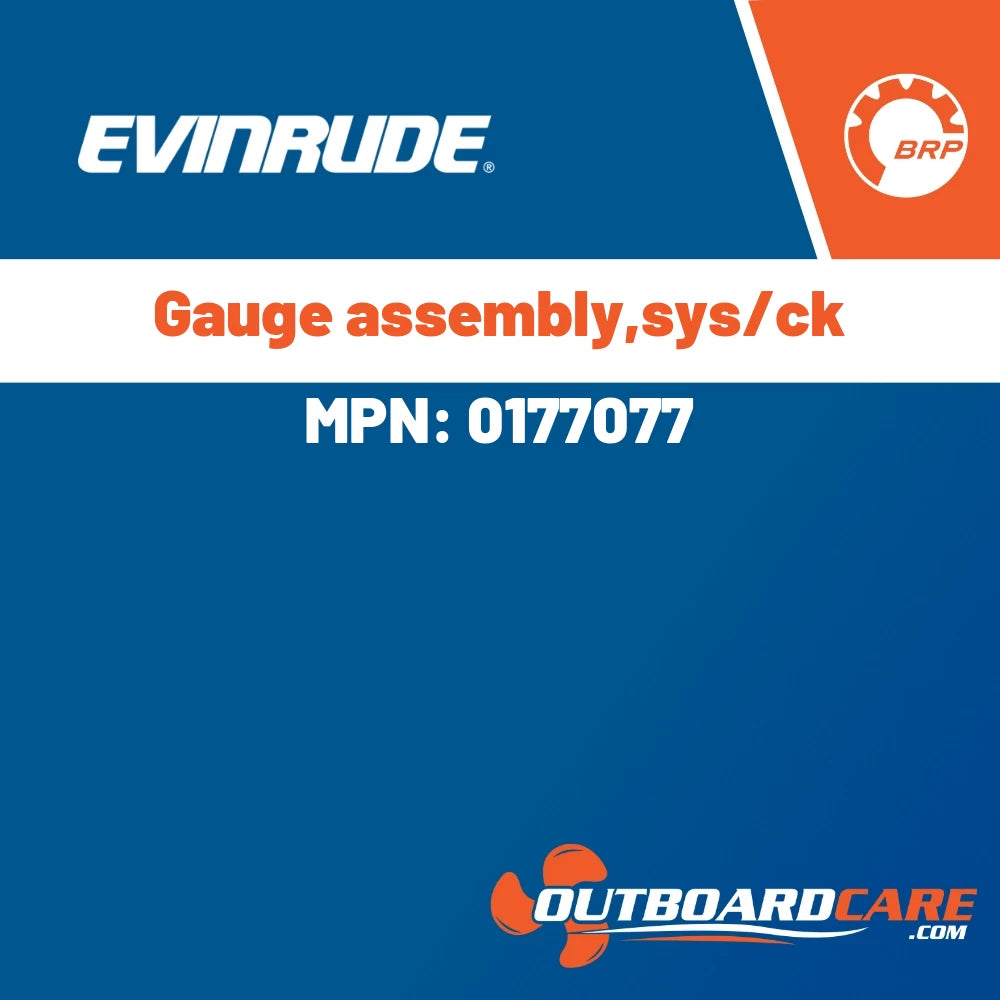 Evinrude - Gauge assembly,sys/ck - 0177077