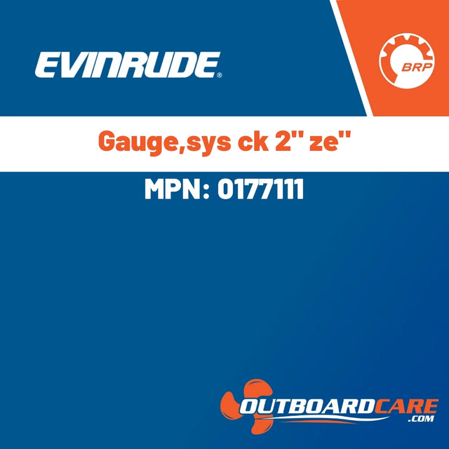 Evinrude - Gauge,sys ck 2" ze" - 0177111