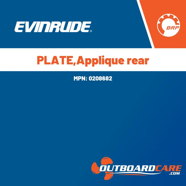 0208682 Plate,applique rear Evinrude