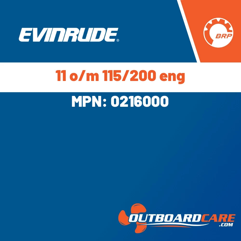 Evinrude - 11 o/m 115/200 eng - 0216000