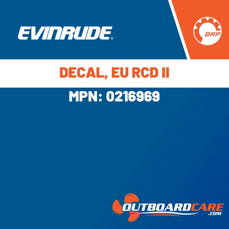 Evinrude, DECAL, EU RCD II, 0216969