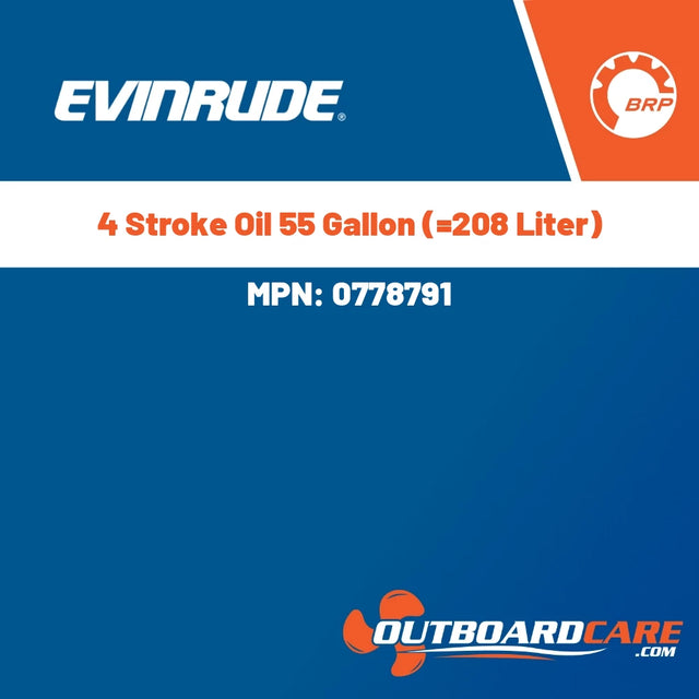 Evinrude, 4 Stroke Oil 55 Gallon (=208 Liter), 0778791
