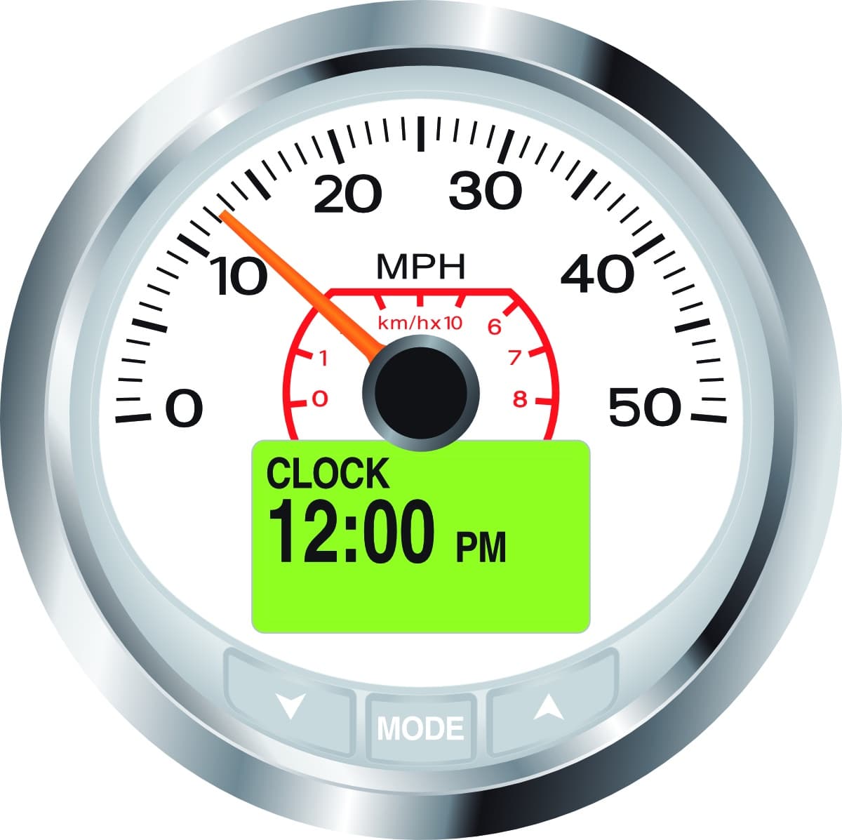 Compteur de vitesse blanc 50MP/H série ICON Pro 2 en 1